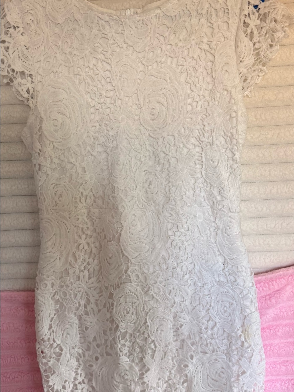 SHEIN White Lace Floral Shift Dress